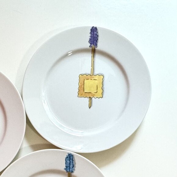 Crate and Barrel Tidbit Plates by Nancy Green ~ Assorted Food Theme ~ EUC - Picture 7 of 9